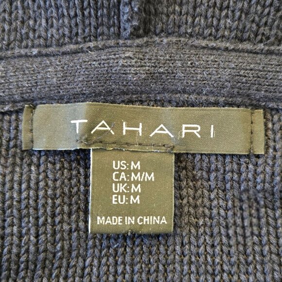 Tahari Womens Medium Navy Blue Hooded Knit Cardigan With Pockets - Picture 5 of 5